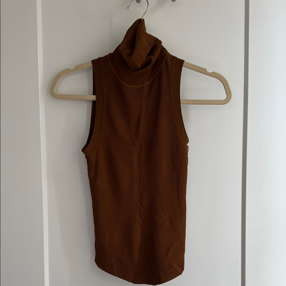 Zara Sleeveless Brown Turtleneck Top Size S